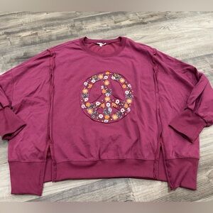 Easel Floral Peace Sign Sweatshirt Boho Graphic Pullover
